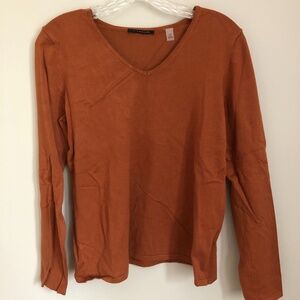 LIKE NEW T Tahari V-Neck Lightweight Sweater Burnt Orange Women's Size Large
